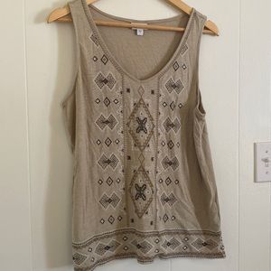 J Jill tank top with stitched pattern